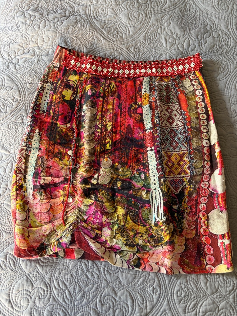Desigual Red Multi-Print Women’s Skirt S/M